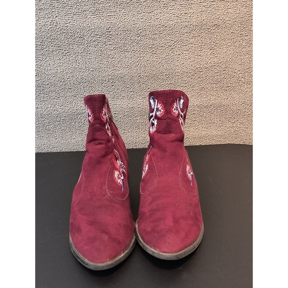Carlos by Carlos Santana Western Ankle Boots Women's 6.5 Red Burgundy Floral2070 - Picture 2 of 10